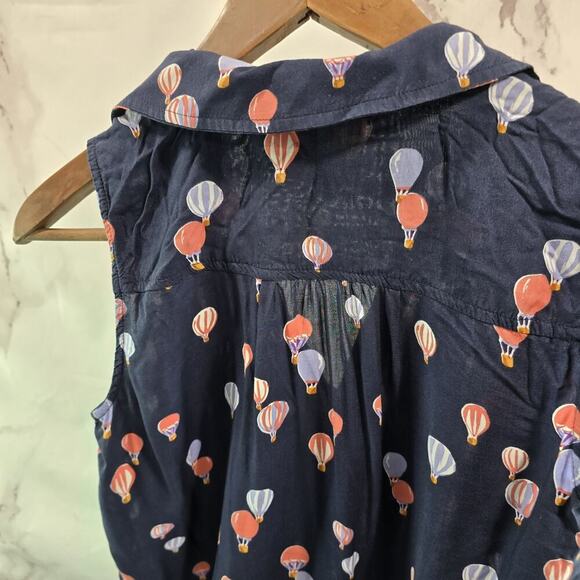 Anthropologie Top Womens XS P Navy Tank Hot Air Balloon Maeve Button Up - Picture 6 of 10